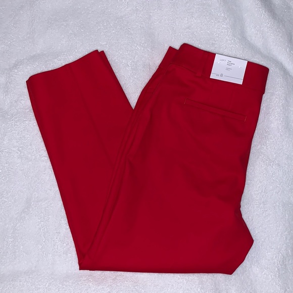 NWT LOFT The Riviera Pant Cropped Curvy Red 8 - Picture 1 of 5
